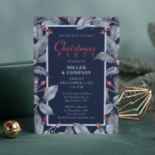 Christmas Floral Modern Corporate Christmas Party Invitation