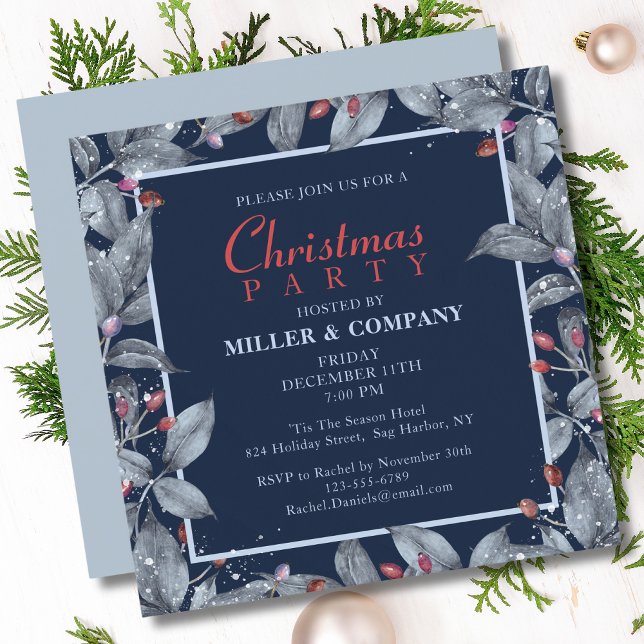Christmas Floral Modern Corporate Christmas Party Invitation (Creator Uploaded)