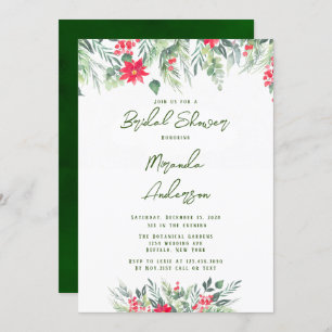 Christmas Floral Paint Leaf Bridal Shower Invitation