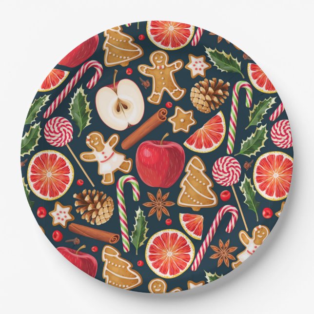 Christmas Floral Paper Plate (Front)