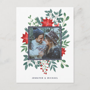 Christmas Floral Photo Holiday Card