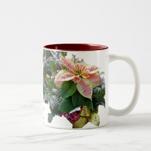 Christmas Floral Poinsettia Arrangement Mug (Right)