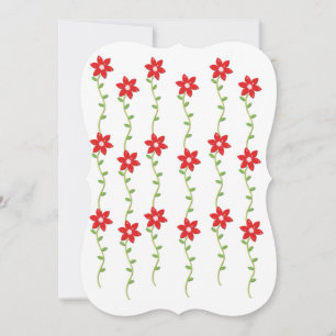 Christmas Floral Poinsettia Flat Greeting Card