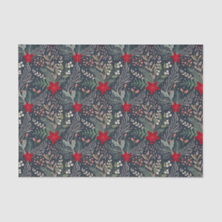 Christmas Floral Poinsettia Winter Heather  Tissue Paper