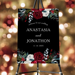 Christmas Floral Red Rose Welcome Wedding 