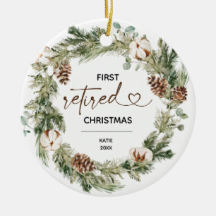 Christmas Floral Retirement Party Gift Ceramic Ornament
