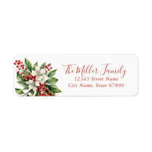 Christmas Floral Return Address Labels