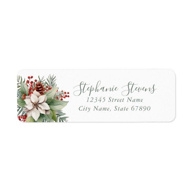 Christmas Floral Return Address Labels (Front)