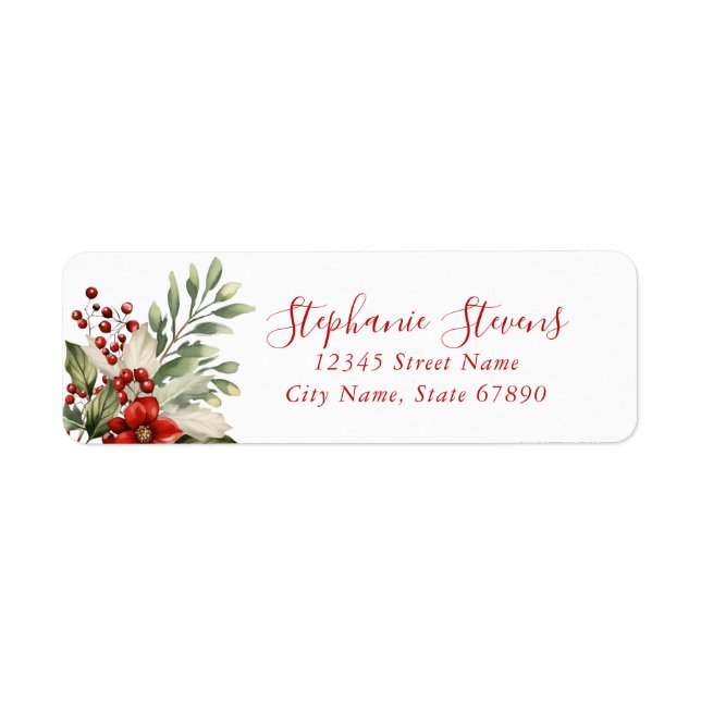 Christmas Floral Return Address Labels (Front)