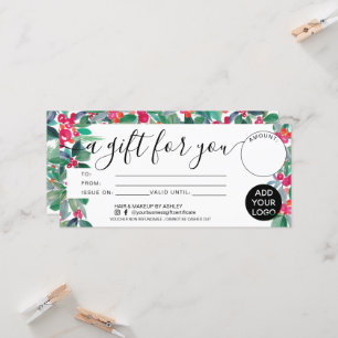 Christmas floral watercolor gift certificate logo