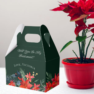 Christmas Floral Wedding Will You Be My Bridesmaid Favour Box