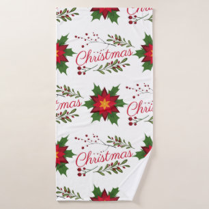 Christmas floral wreath winter pattern floret holi bath towel