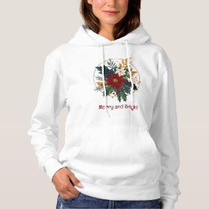 Christmas Florals Botanicals Merry Bright  Hoodie