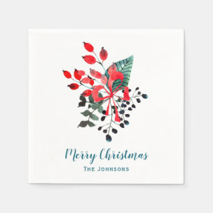 Christmas Florals Holiday Napkin