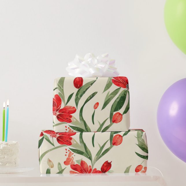 Christmas Florals Wrapping Paper (Party Gifts)