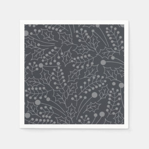 Christmas Flourish Christmas Art Holly Leaf Print  Napkin