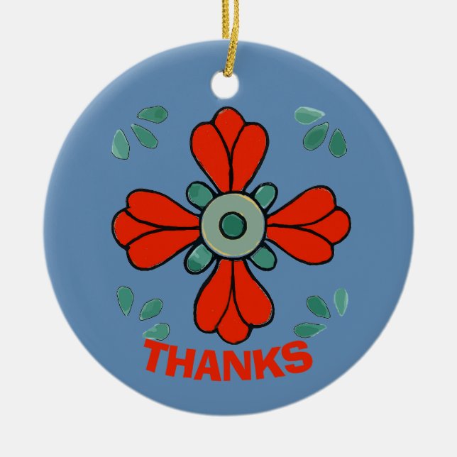 Christmas Flower,, add, edit text Ceramic Ornament (Front)