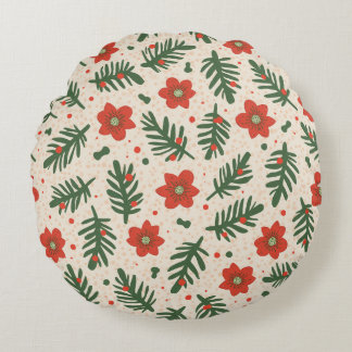 Christmas flower pattern round cushion