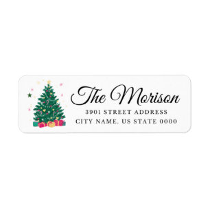 Christmas Flower Return Address Label