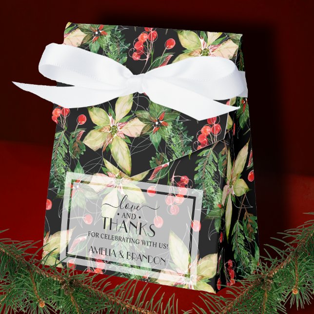 Christmas Flowers and Berries on Black Favour Box (Creator Uploaded)