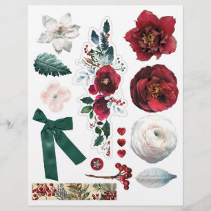 Christmas Flowers and Ephemera for Your Papercraft
