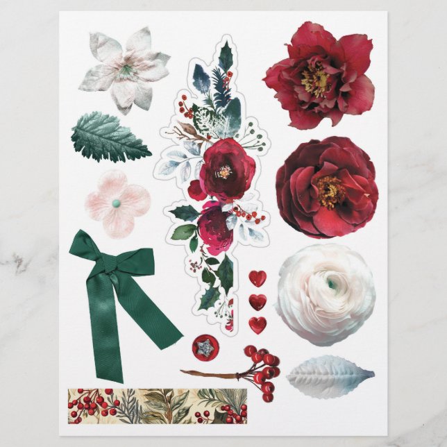 Christmas Flowers and Ephemera for Your Papercraft (Front)