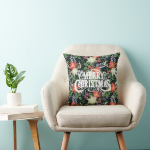 Christmas Flowers and Greenery Cushion