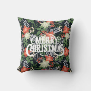 Christmas Flowers and Greenery Cushion