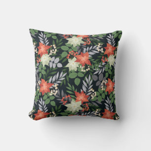 Christmas Flowers and Greenery Cushion
