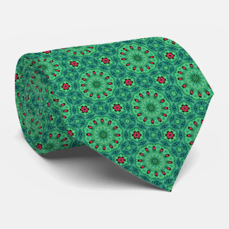 Christmas Flowers and Medallions Neck Tie