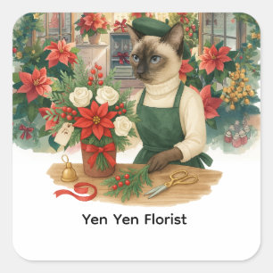 Christmas flowers by Cat Florist Square Sticker