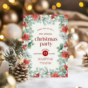 Christmas Flowers Frame Party Invitation