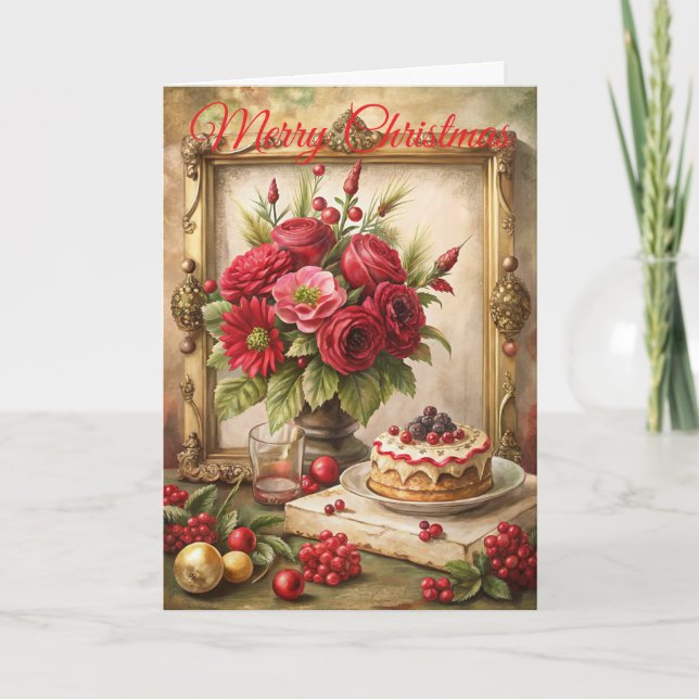 Christmas Flowers Holiday Card (Front)