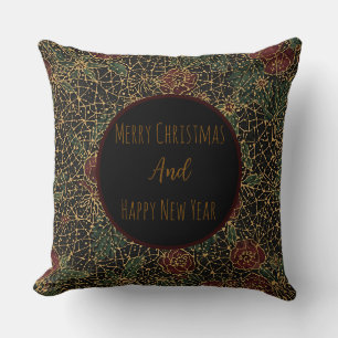 Christmas Flowers Pattern, New Year Celebrate, Cushion