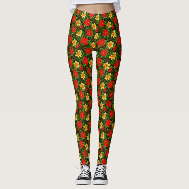 Christmas Flowers Seamless Pattern-69956  Leggings (Front)