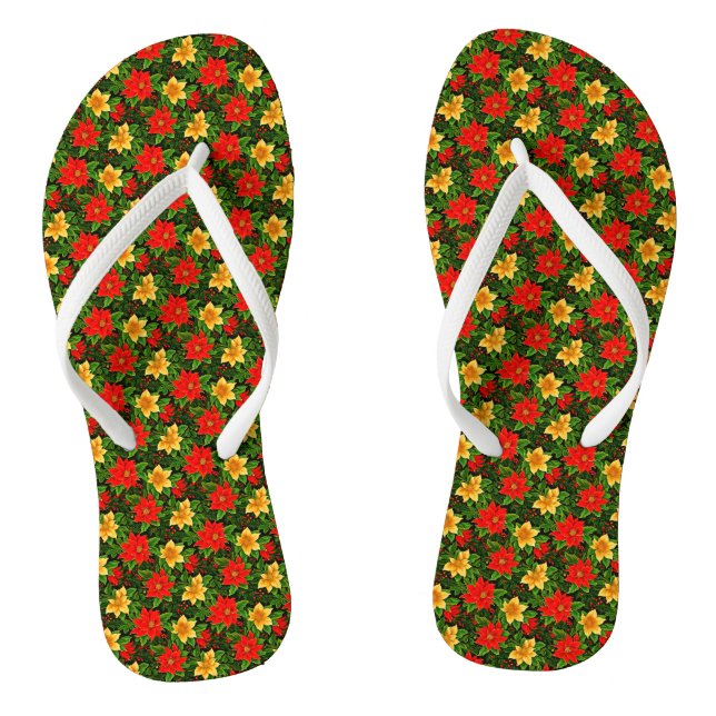 Christmas Flowers Seamless Pattern-69956  Thongs (Footbed)