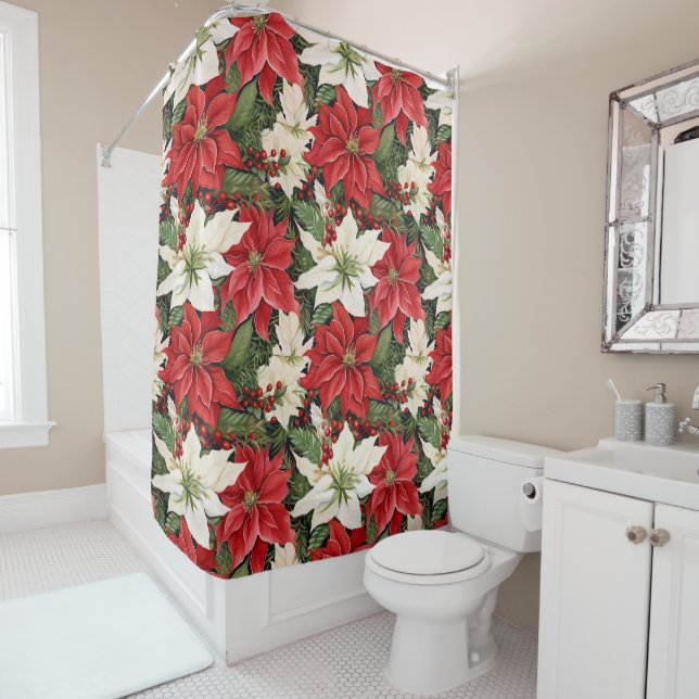 Christmas Flowers Shower Curtain (In Situ)