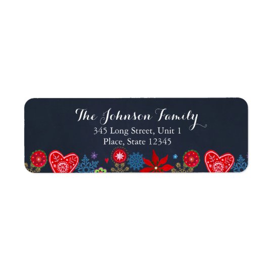 Christmas Flowers Snowflakes Return Address Label