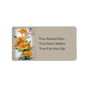 Christmas Flowers Vintage Address Label
