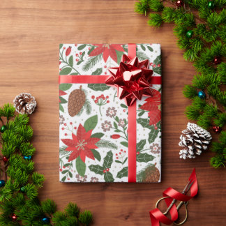 Christmas flowers wrapping paper