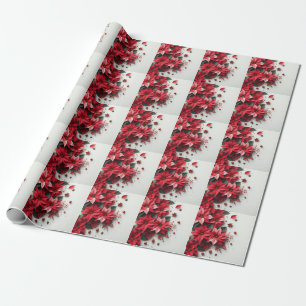 Christmas flowers wrapping paper