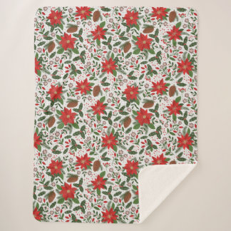 Christmas flowres sherpa blanket