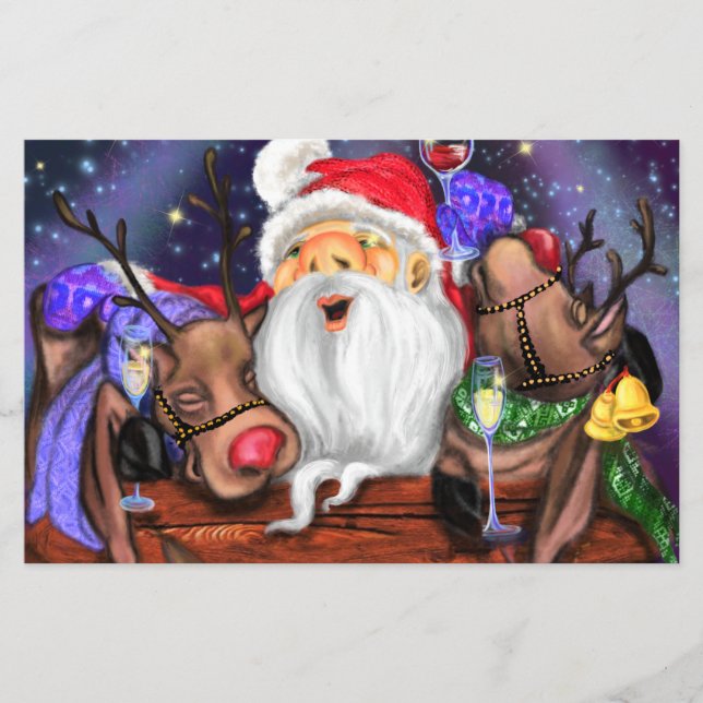 Christmas Flyer Santa and Reindeers Fun (Front)