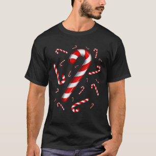 Christmas Flying Candy Cane Lover Taster Red and W T-Shirt