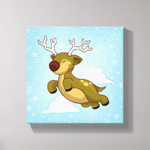 Christmas Flying Reindeer Canvas Print