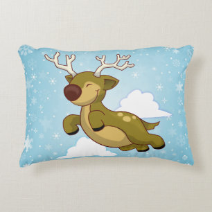 Christmas Flying Reindeer Decorative Cushion