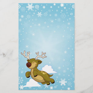 Christmas Flying Reindeer Scrapbook paper