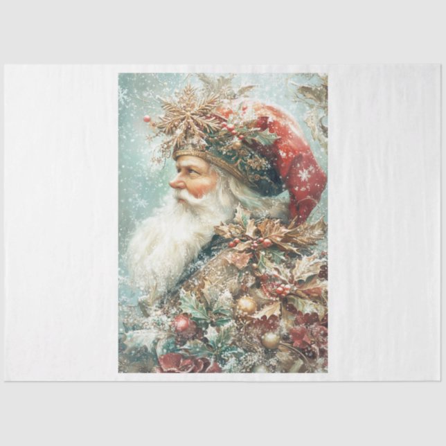 Christmas Foilage Santa Tissue Paper (Front)