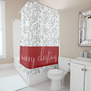 Christmas Foliage and Berries Shower Curtain