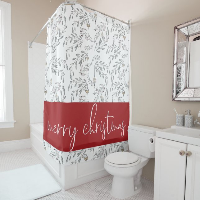 Christmas Foliage and Berries Shower Curtain (In Situ)